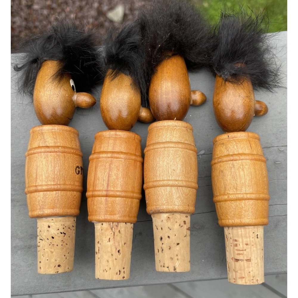 Vintage Liquor Cork Stoppers Wooden Men Barware MCM Funny Novelty Unused - Picture 10 of 12
